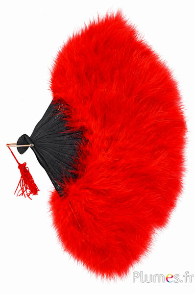 Waaier van kalkoenveren - 50 x 28 cm - rood